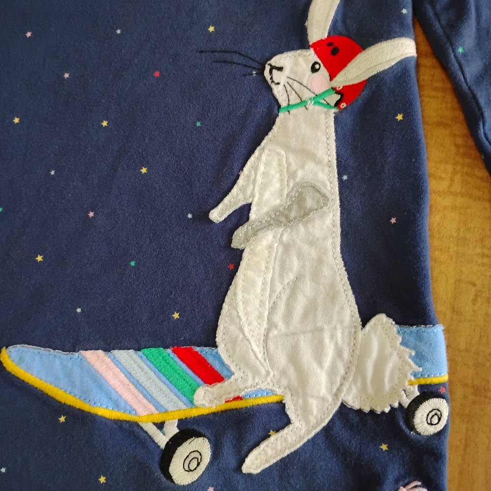 Joules Navy Blue Bunny on Skateboard Kids Top